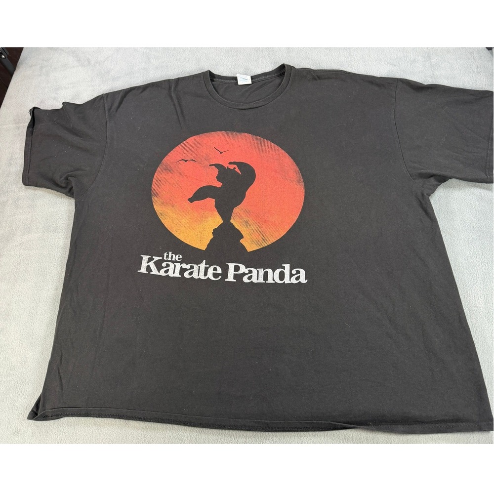 Vintage The Karate Panda Graphic Tee Black Short Sleeve Crewneck T-Shirt XXL
